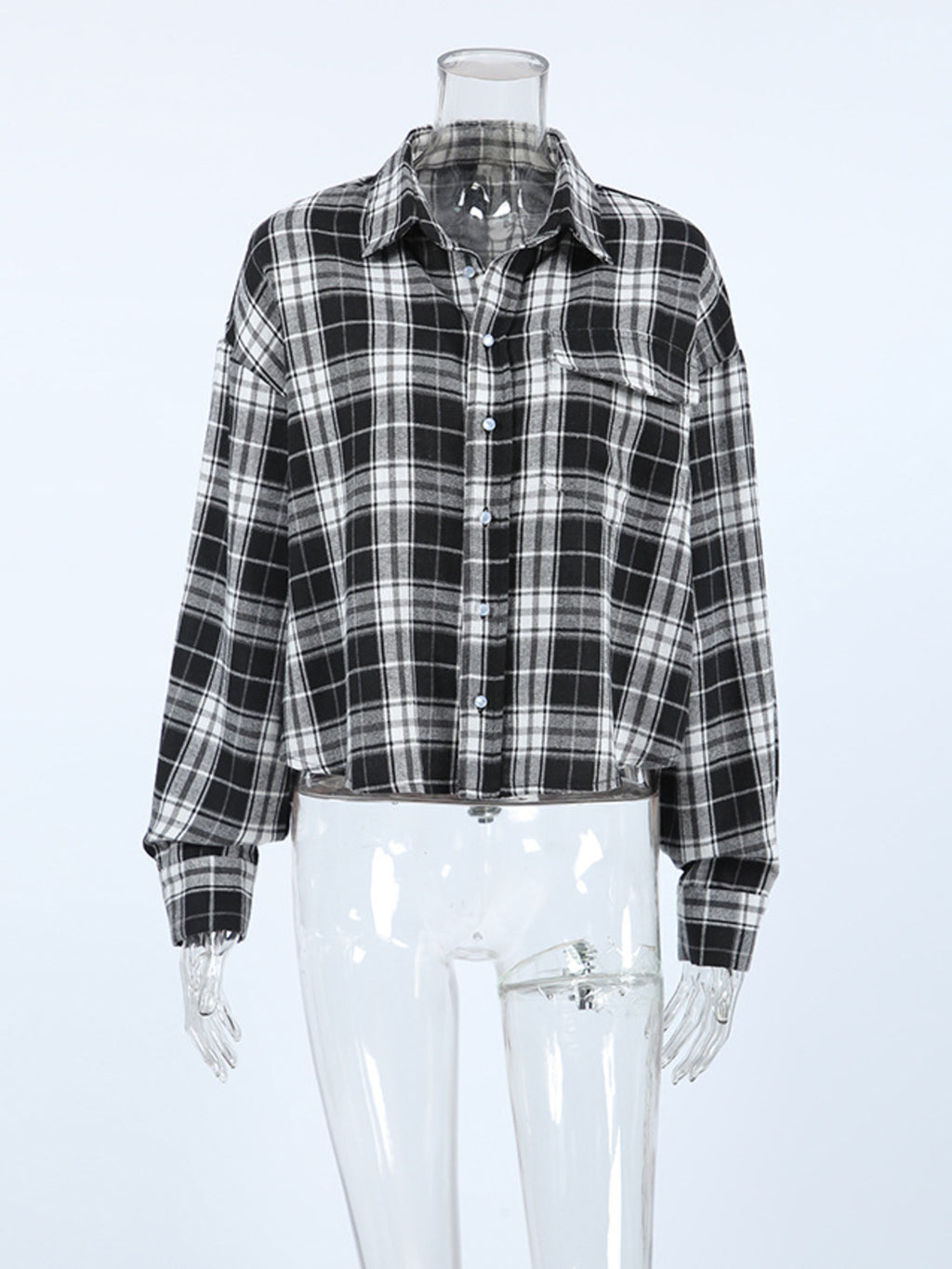 Women’s plaid oversized shirt in black and white